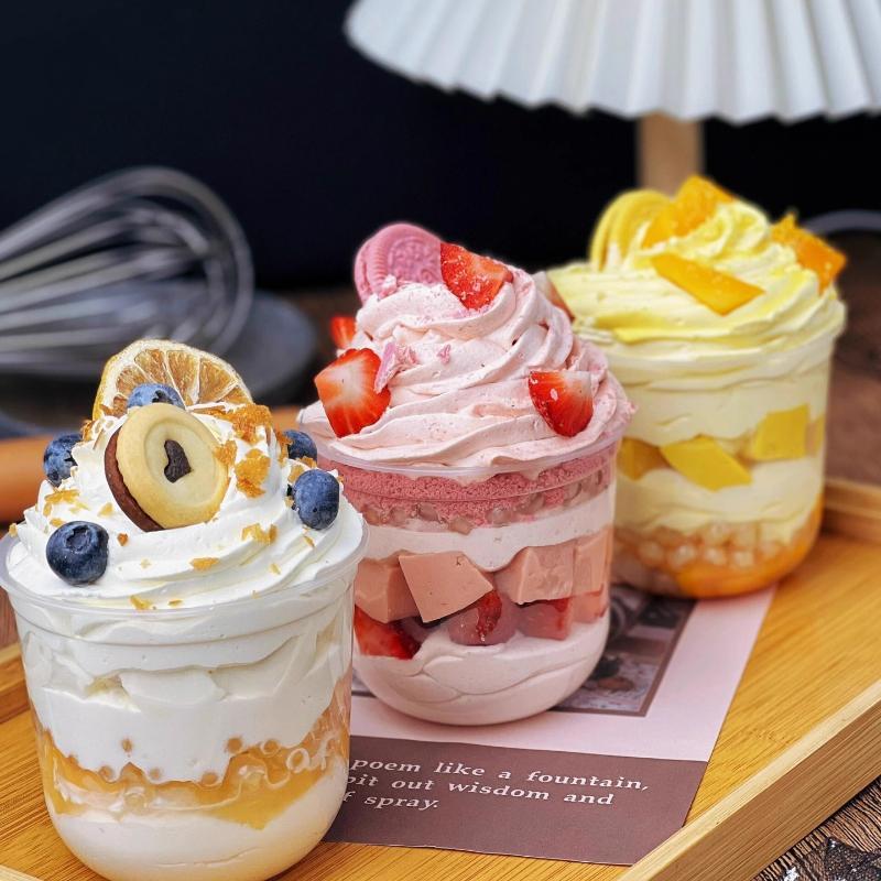 50pcs 250/360/500ML Pudding Cups Wiht Lids Plastic Boxes Ice-Cream Mousse Dessert Picnic Party Packing Dessert Cups with Lid