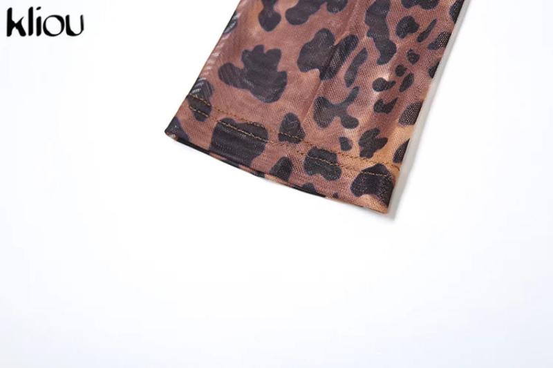 shapewear kliou Mesh Leopard Women Playsuits Sexy Hot Thin See Through Backless Full Sleeve Bodyshaping Romers Female Stunning Clubwear Womenswear Bodysuit Overalls Leopard_Brown Tops Halter Plaid