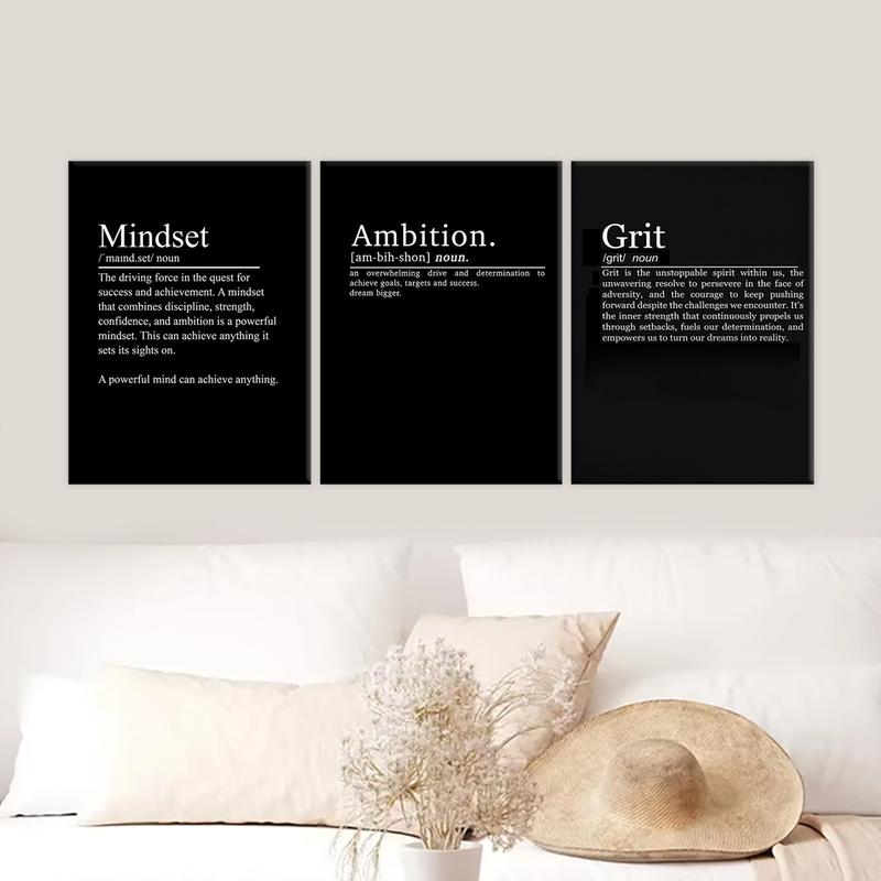 Wooden Framed Canvas Painting, 3 Counts/set Modern Art Inspirational Wall Art, Wall Decor for Home Living Room Bedroom Office