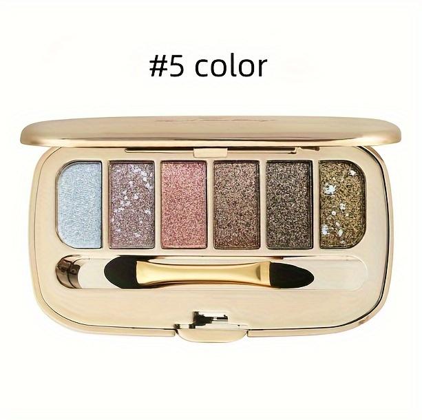 #05 6-Color Matte Brown Nude Eyeshadow Palette - Polarized Glitter & Diamond Pearls, With Brush & Mirror Highly Pigmented Shades Cosmetic Makeup