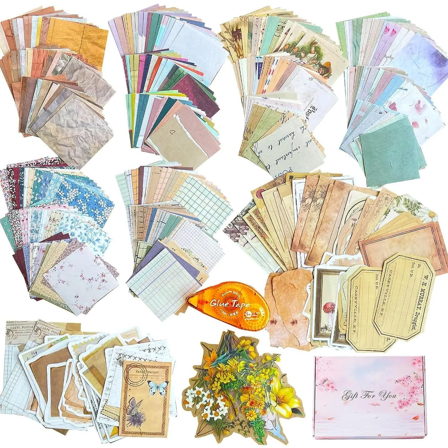 501 count  Junk Journal Kit, Aesthetic Scrapbook Supplies | Rich  decorative paper & various stickers,for card making, albums, craft  choice for journal lovers