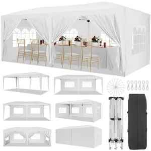 10x20 Heavy Duty Pop Up Canopy Tent with 6 Removable Sidewalls, Easy Up Commercial Canopy Tents, Outdoor Canopies with 3 Adjustable Heights