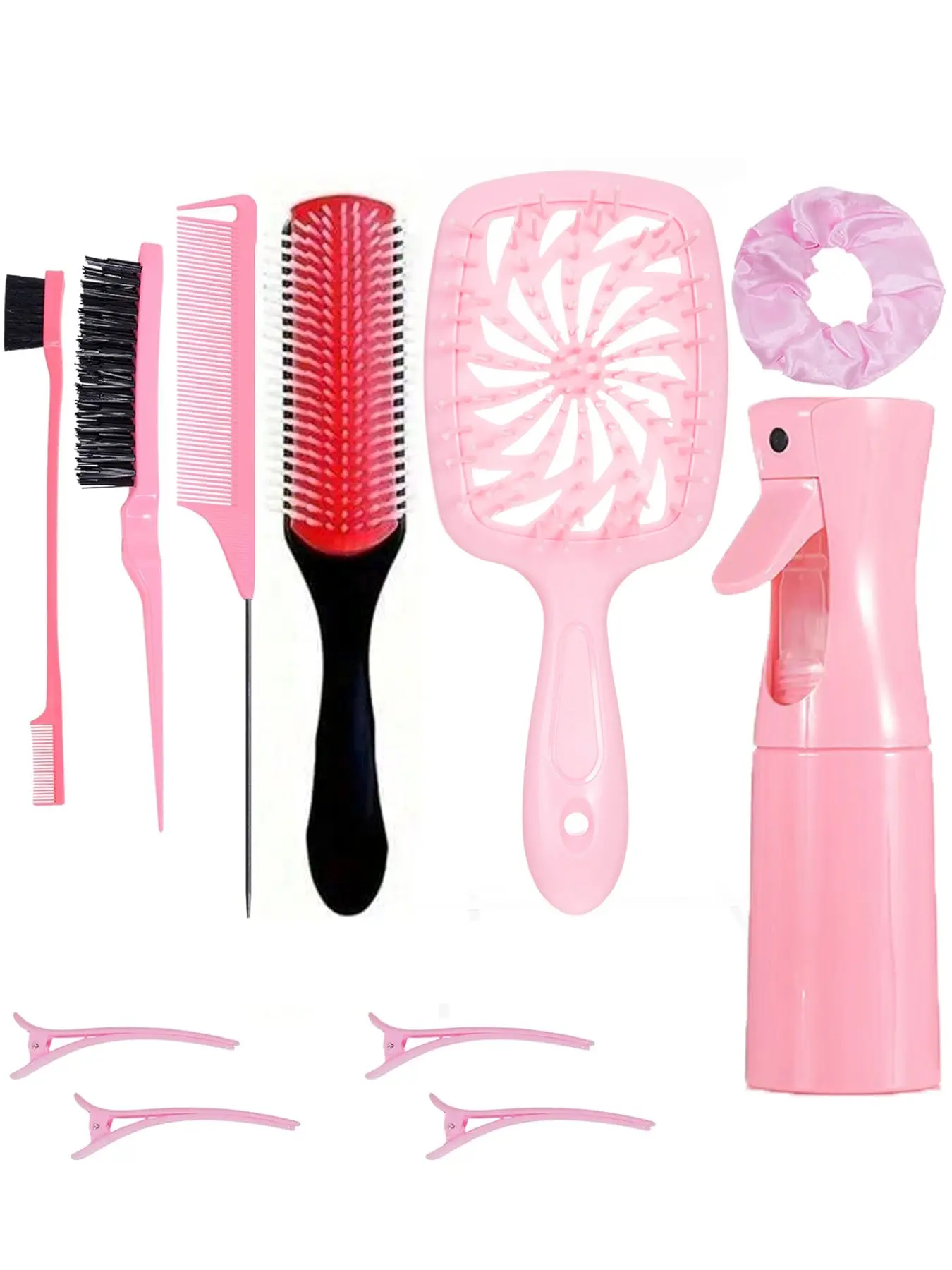 11 Pcs Hair Brush Set, Detangle Hair Brush and Spray Bottle, 3 Pieces Smooth Hairbrush for Toddlers, Suitable for All Ages