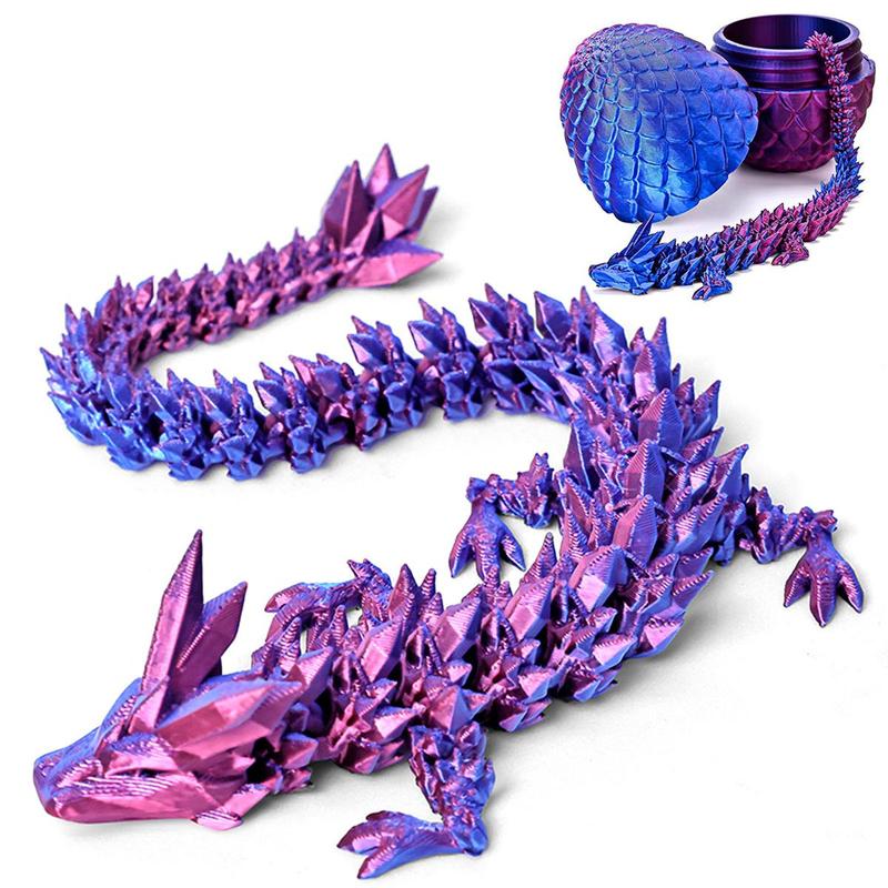 1pcs 3D Printed Dragon Egg with Dragon Inside, Mystery Crystal Dragon Egg for Easter Basket Stuffers, Easter Basket Essentials, Home Office Desktop Decor for Easter, Valentine's Day and New Year
