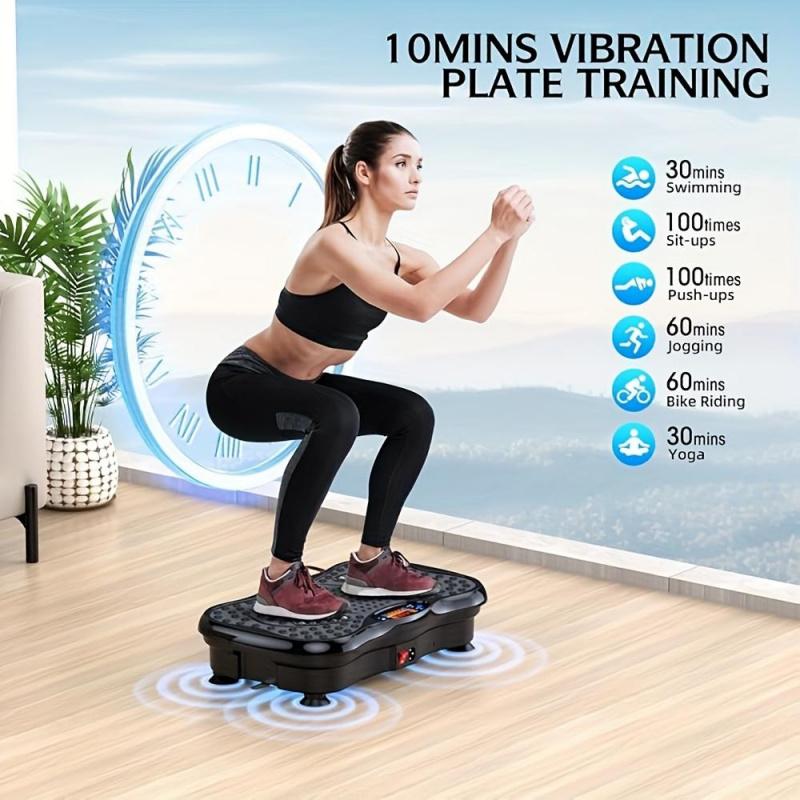 Electromagnetic Massage Vibration Plate Fitness Equipment - Weight Capacity 330 lbs - Suitable for Home Fitness for Men and Women (Portable Storage), Battery Not Included