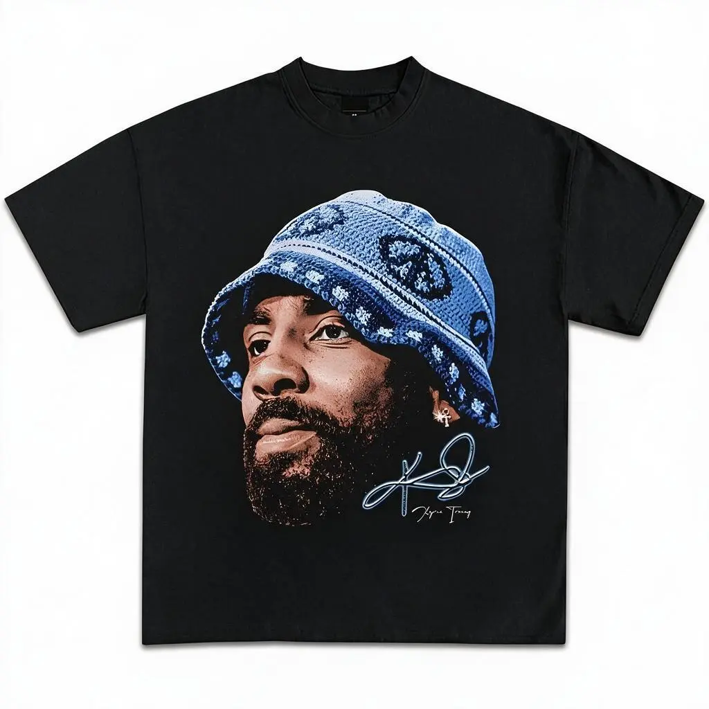 Vintage 90s Hip Hop Men’s T‑Shirt, Xzibit Rapper Portrait Signature Graphic Print Short Sleeve Crewneck Tee, Retro Rap Culture Casual Street Style Cotton T‑Shirts for Men