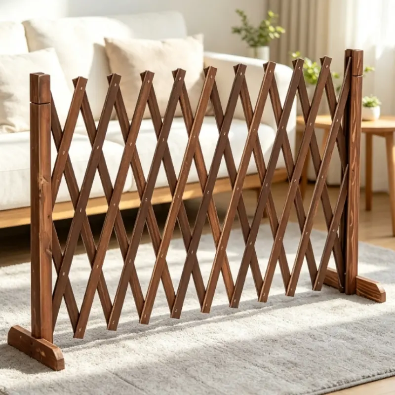 Multi-Functional Pressure-Treated Wood Expandable Fence, Movable Grid Climbing Plant Trellis, Indoor/outdoor Space Divider, Foldable Garden Barrier