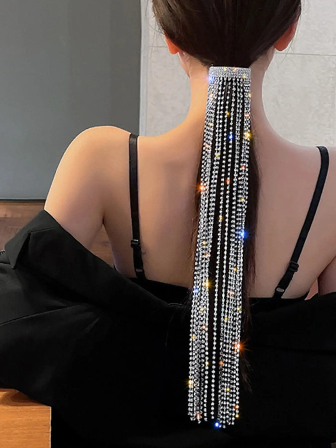 Shine Full Rhinestone Spring Hair Clips Hairpins For Women Bijoux Long Tassel Crystal Hair Accessories Wedding Jewelry Barrettes