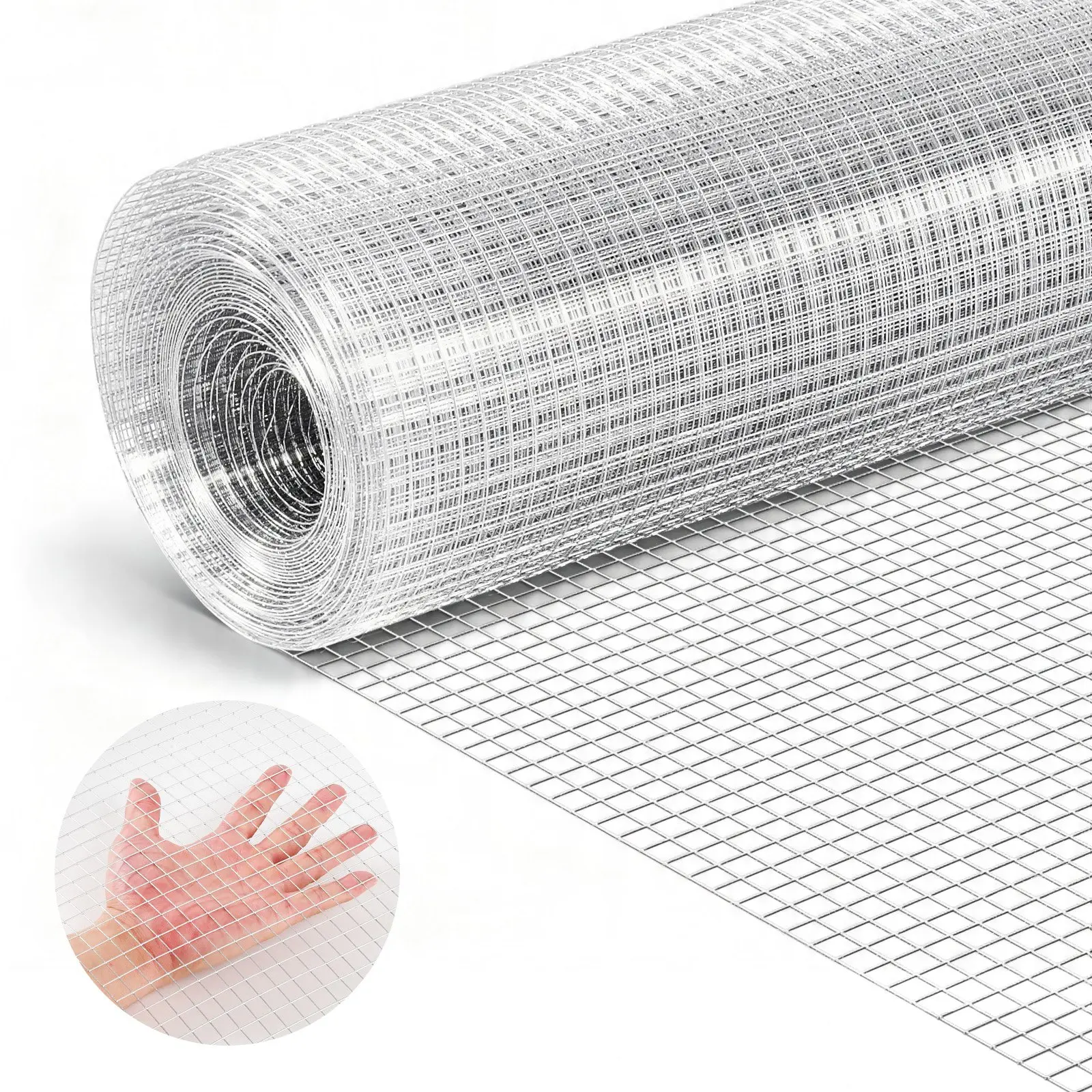 VEVOR Hardware Cloth, 1/2 inch 60 inch x 50 ft 19 Gauge Chicken Wire Fence, Hot-Dip Galvanized After Welding Metal Wire Mesh Roll, Garden Plant Welded Fencing Roll Supports Poultry Netting Cage Fence