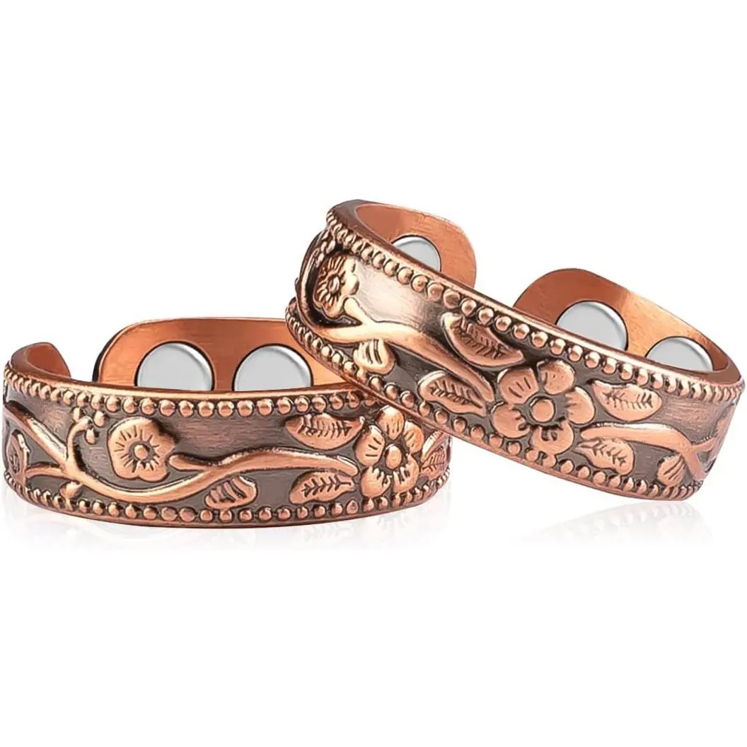Vicmag Copper Magnetic Rings for Women & Men, 4X Strength Magnet Adjustable