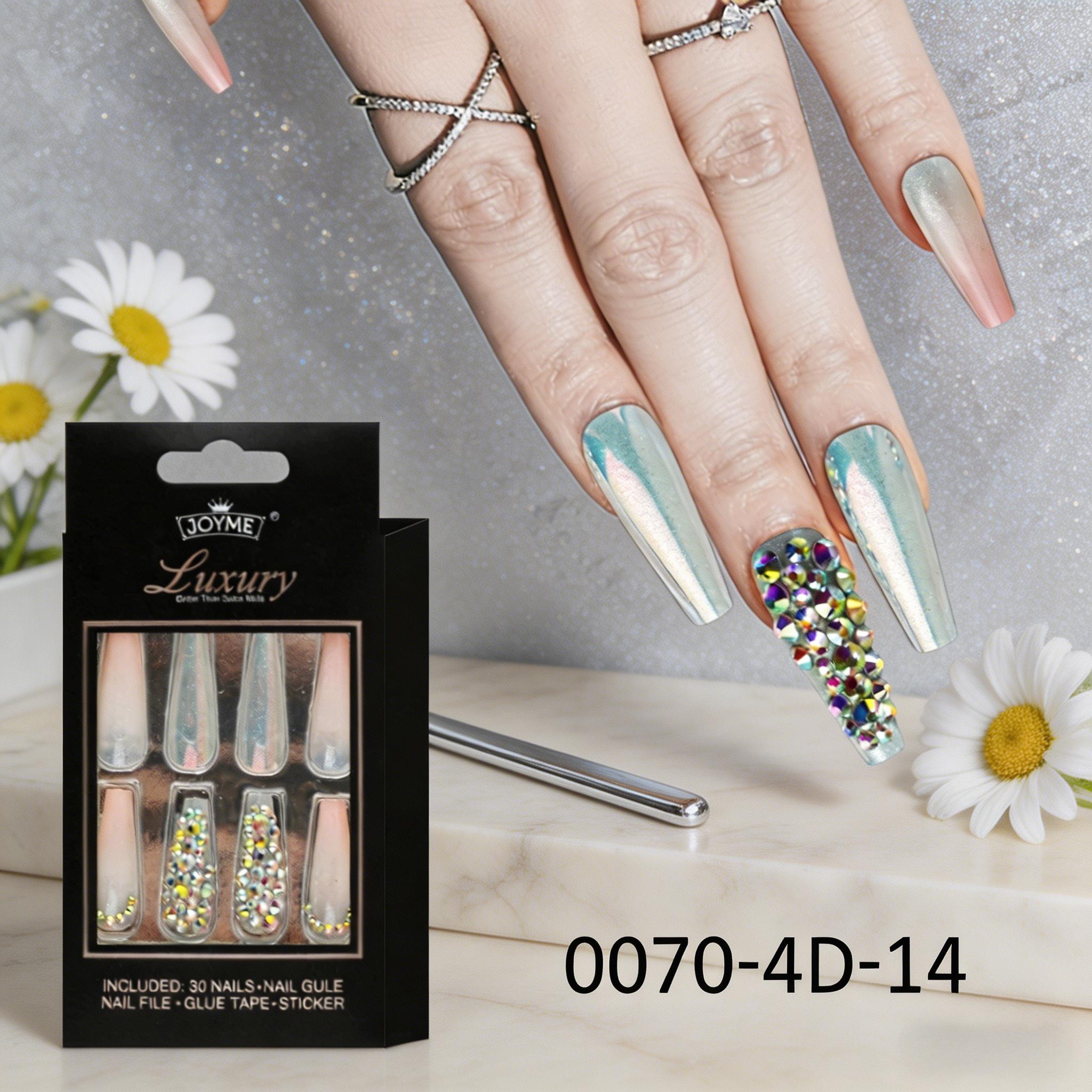 30Pcs Luxury 3D Embossed Long Coffin Press On Nails, Large Rhinestone Inlay Reusable False Nails with Glue & Full Tool Kit for Women 30Pcs Luxury 3D Embossed Long Coffin Press On Nails, Large Rhinestone Inlay Reusable False Nails with Glue & Full Tool Kit for Women