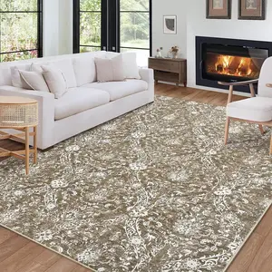 GARVEEArea Rugs Collection: Machine washable, stain resistant, non-slip, low pile vintage and distressed rugs in multiple sizes and colors for living rooms, bedrooms, kitchens, offices, and entryways