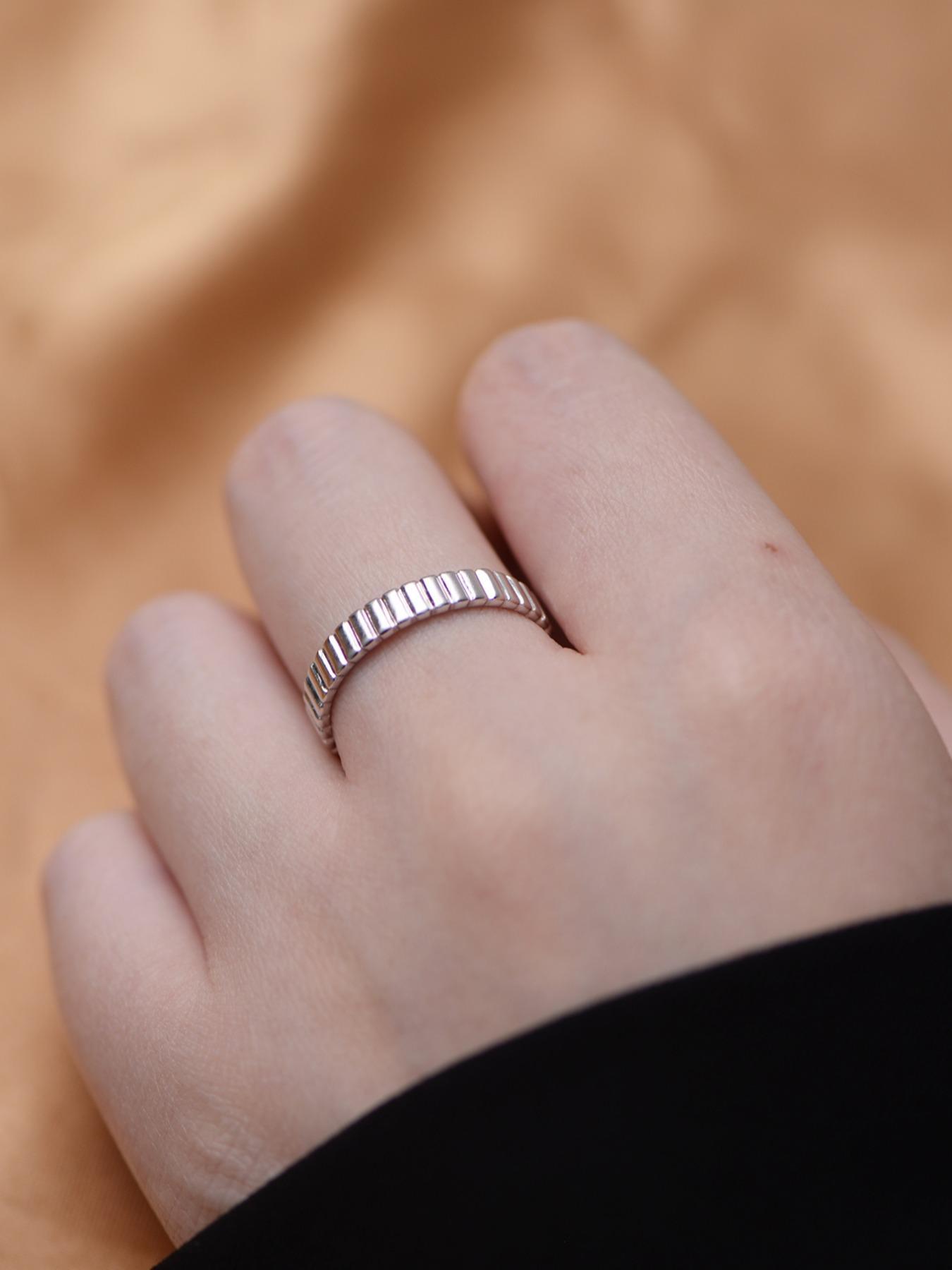 S925 Sterling Silver Simple Gear Design Ring, Fashion Accessories for Women & Girls, Trendy All-match & Exquisite Jewelry for Birthday Gift