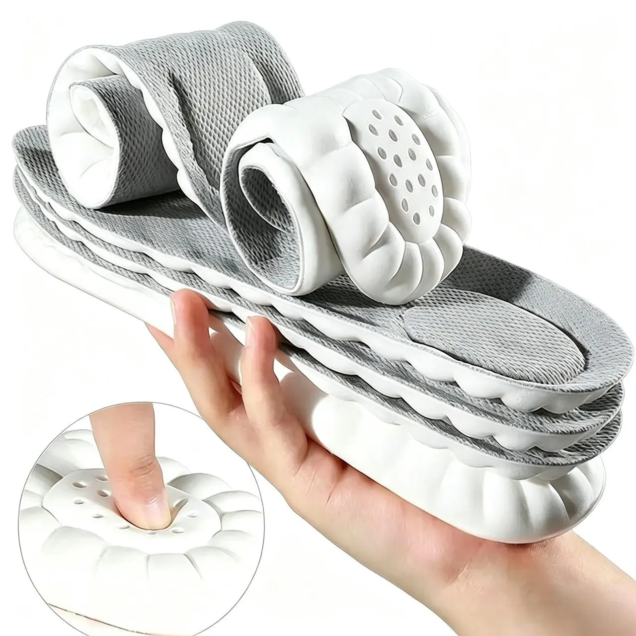 Unisex Trimmable 4D Cloud Cushion Memory Foam-Fabric Comfy Insole Pads - Padded, Soft Cushioned, Contoured Fit, Shock-Absorbing, Breathable Shoe Inserts for Work, Foot Pain Relief (Home Supplies Gift)