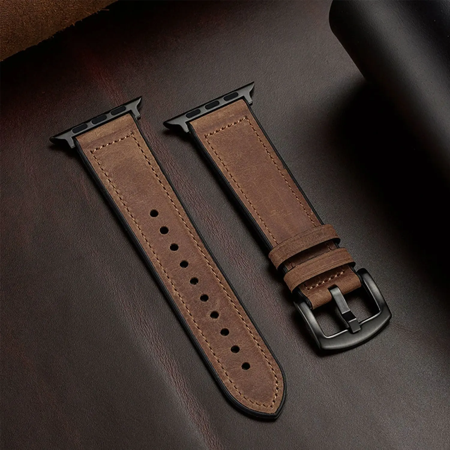 Adjustable Leather Strap for Apple Watch 38mm-49mm, Sweat Resistant Design, Fits Series 1-10 & Ultra, Wearable Accessories, Smartwatch Compatible Bands
