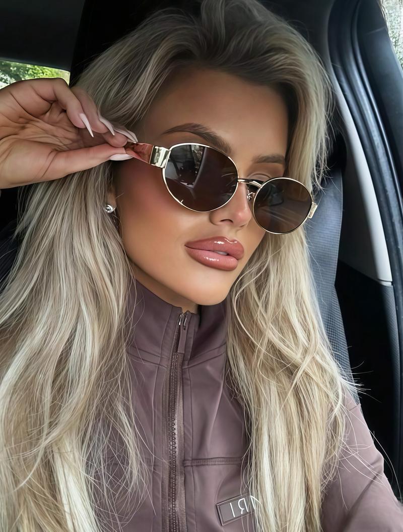 3-Pack Women's Metal Frame Oval Fashion Sunglasses UV400 Protection Lightweight Trendy Eyewear for Daily Wear Beach Vacation Travel Driving Outdoor Casual Activities stylish  vision correction rave sun  punk retro audio performance burgundy glass