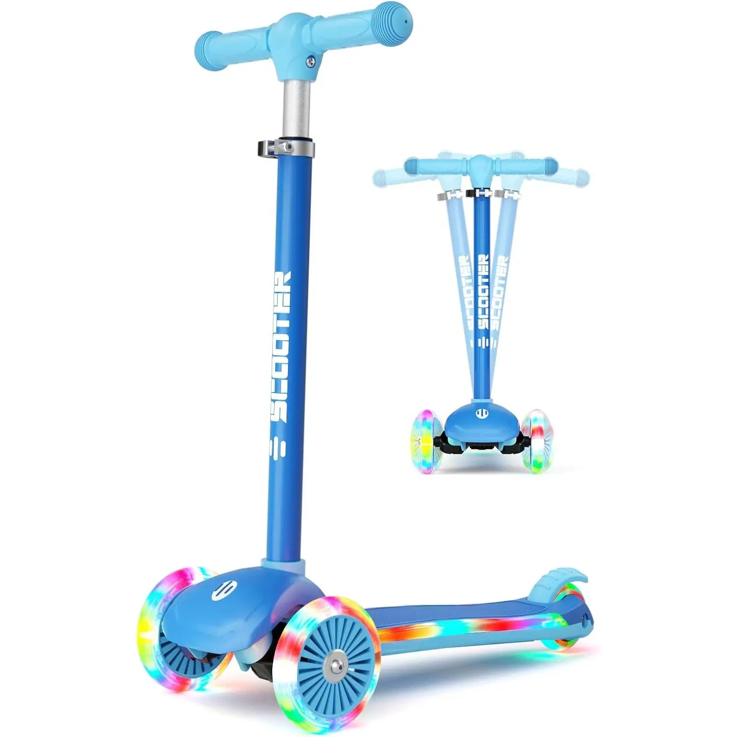 Scooter for Kids Ages 3-8 with Light-Up Wheels & Deck, 3-Wheel Toddler Scooter with Adjustable Height, Anti-Slip Deck, Lean-to-Steer