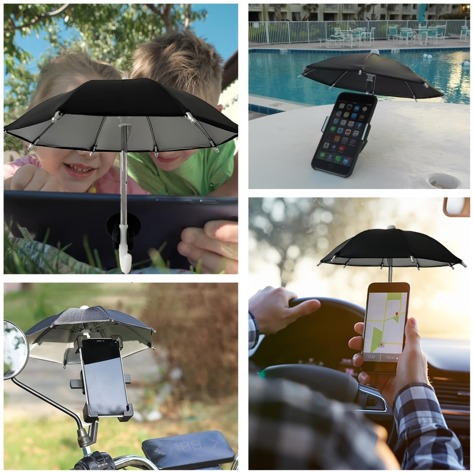 Outdoor Sun Protection Phone Umbrella Stand with Adjustable Suction Cup, Cute Design, Ideal for Beach Travel, Durable Frame, Cute Phone Stand & Sun Protector for Phone/Android Phones