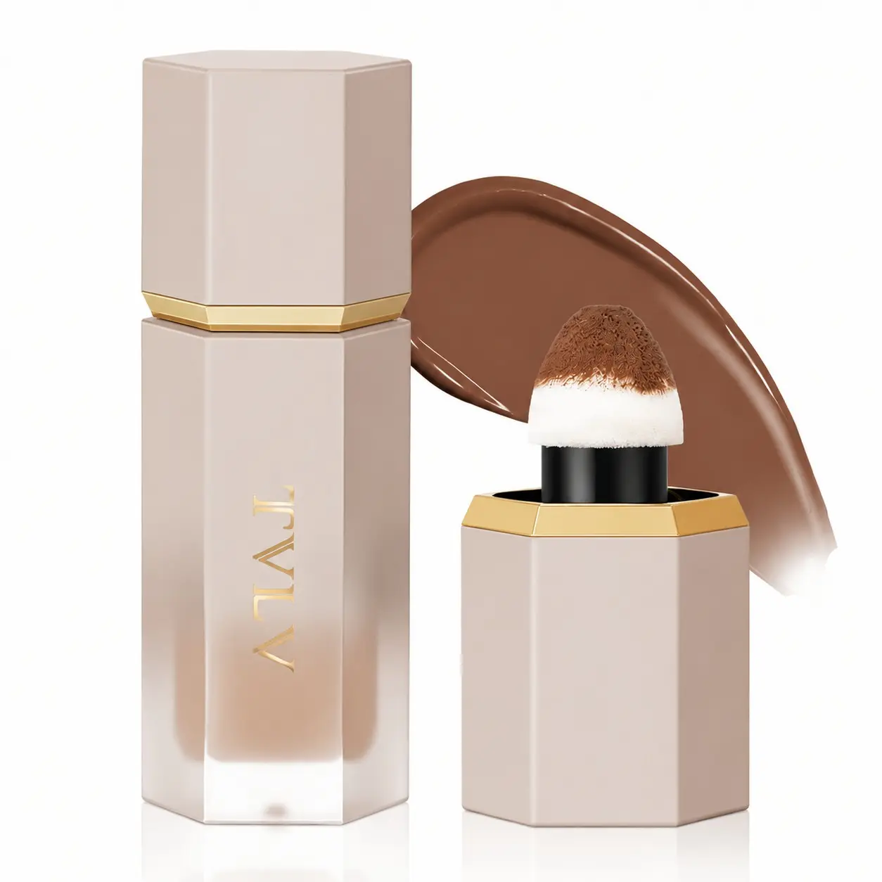Long-Lasting Waterproof Liquid Contour Cream, Buildable Coverage, Cream Texture, Brush Included, Volumizing, Defining Jawline, Quick Makeup Application