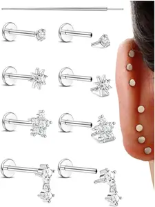 Helix Piercings Threadless Flat Back Earrings, 316L Surgical Steel, Hypoallergenic, 20g 18g 16g, Nose Studs, Tragus, Cartilage, Labret