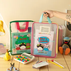 Style Cartoon Print Handbag, L-Type Zipper File Bag, Dual Layer Design, Perfect for Friends, Stylish and Functional Document Holder