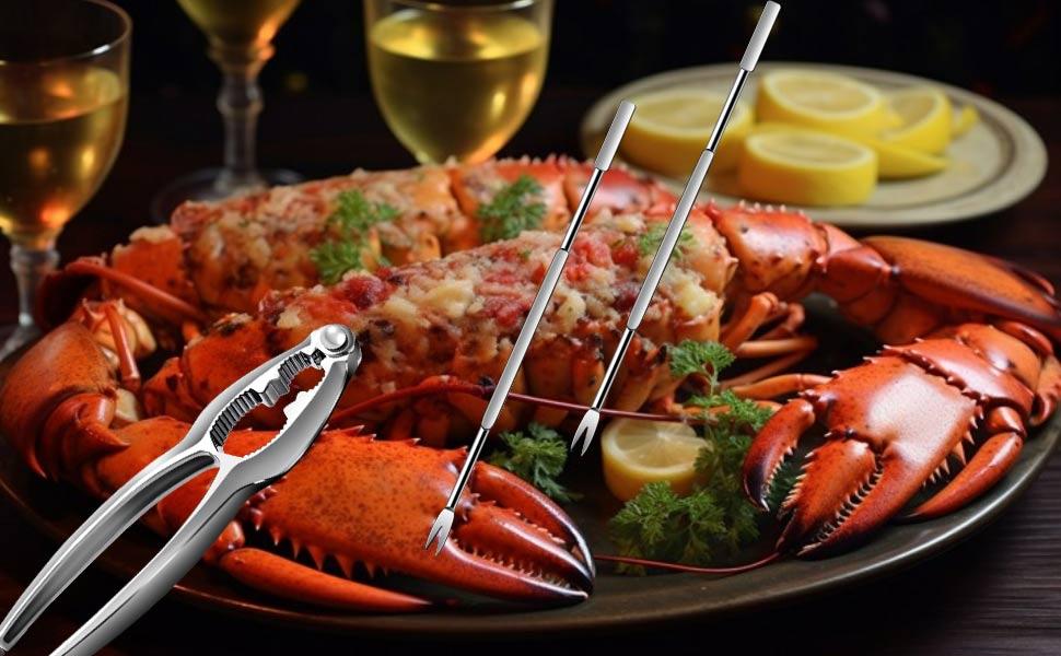 8-Piece Lobster Crackers & Picks Set, Stainless Steel Crab Leg Crackers & Forks, Seafood & Nut Cracking Tools for Dining