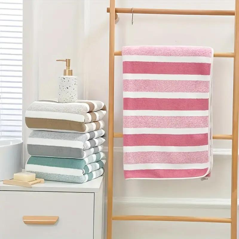 Striped Pattern Premium Towel Set, 1 Set Including 4 Counts Bath Towel & 4 Counts Hand Towel & 4 Counts Face Towel, Quick Drying Water Absorbent Towel for Home, Hotel & Spa, Absorbent Thickened Towels