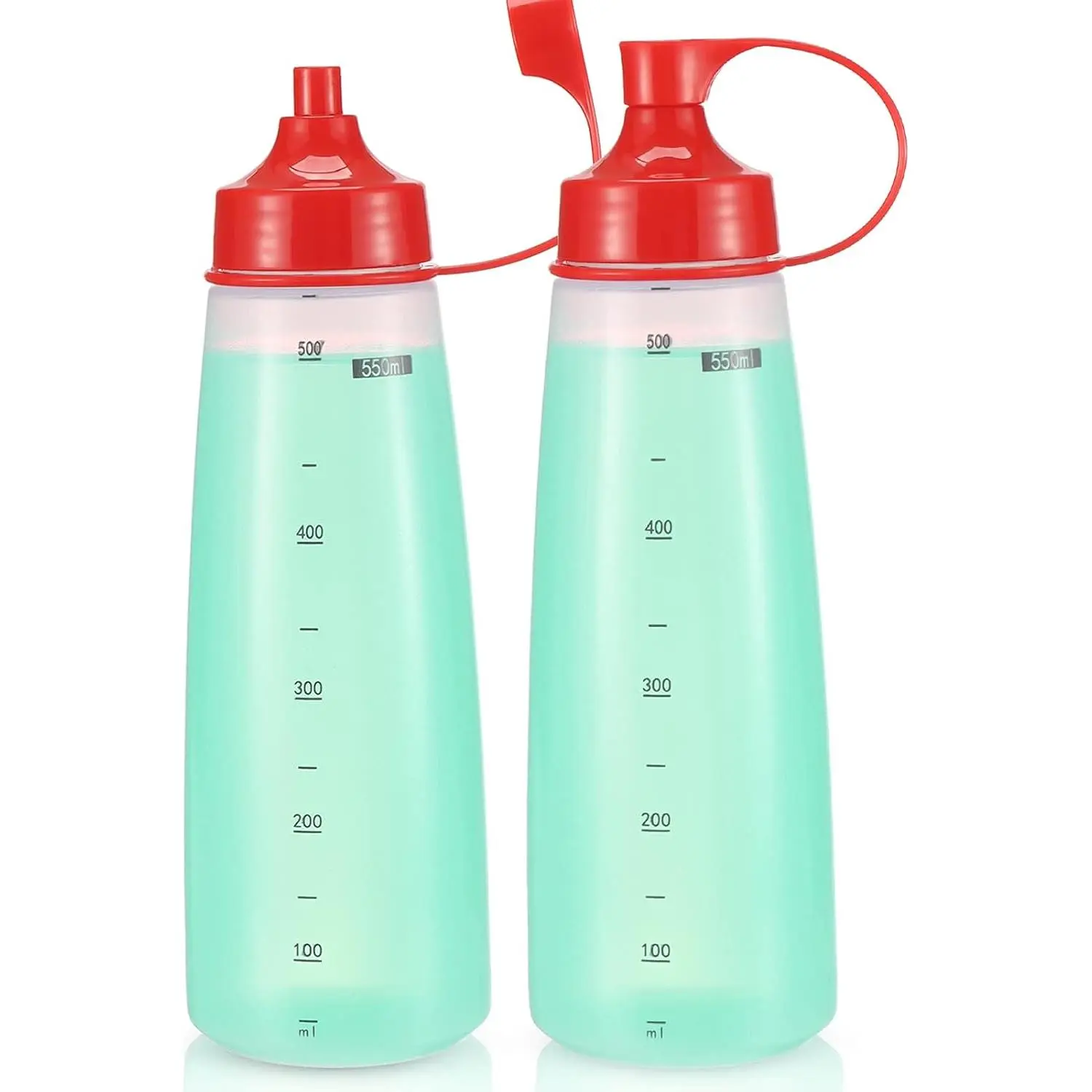 Wide Mouth Squeeze Bottles - Pack of 2, BPA Free 550ml/19oz Red Condiment Bottles for Chunky Sauces Resin Crafts
