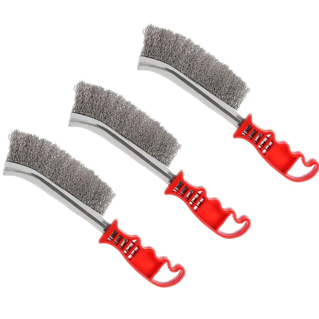 3 count Wire Scratch Brushes Set Carbon Steel and Stainless Steel Wire Brush for Automotive, Cleaning Welding Slag and Rust, 105Mm Handle, 130Mm Wire Bristle