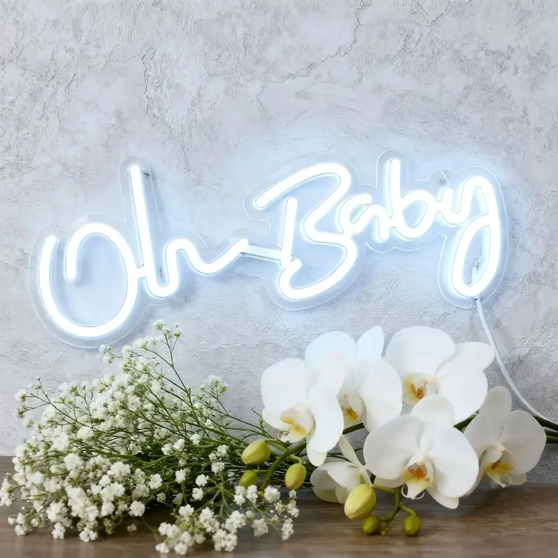 Oh Neon Backdrop Decorative Lights - Oh Neon Decorative Lights, for showers, birthday parties, LED backdrop lighting and wall decor, photo props, and as gifts for new parents.
