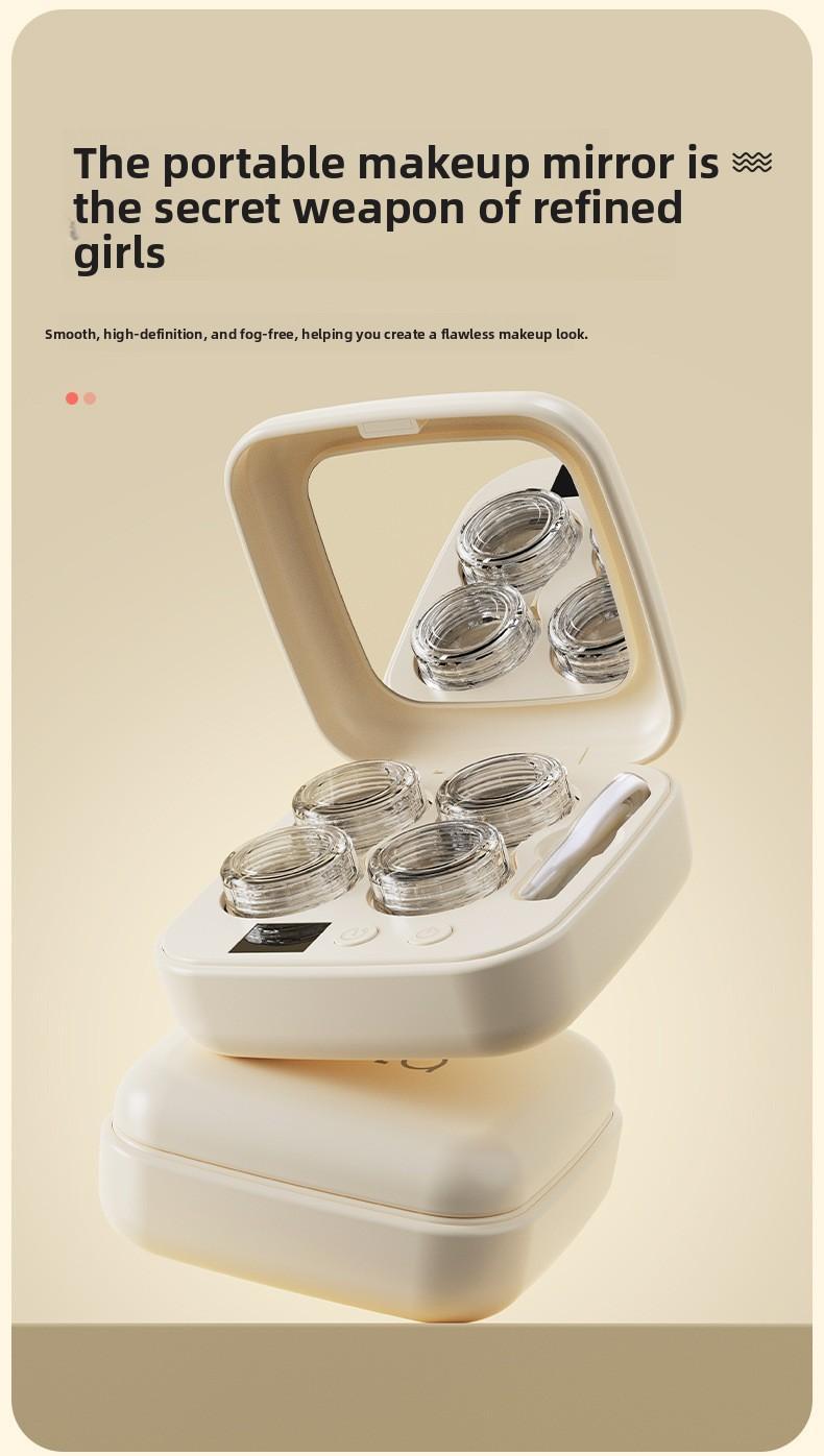 Ultrasonic Contact Lens Cleaner Rechargeable with Vanity Mirror - Portable Compact Case Hard & Soft Lens Compatible, 3 Deep Cleaning Modes, On-the-Go Daily Care Sanitizer for Travel Sports Office Home Use