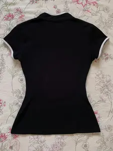 New Traditional Style Y2K Modified Qipao Top, Base Border Button Front, Slim Fit Short Sleeve, Retro Chic Millennial Fashion Item