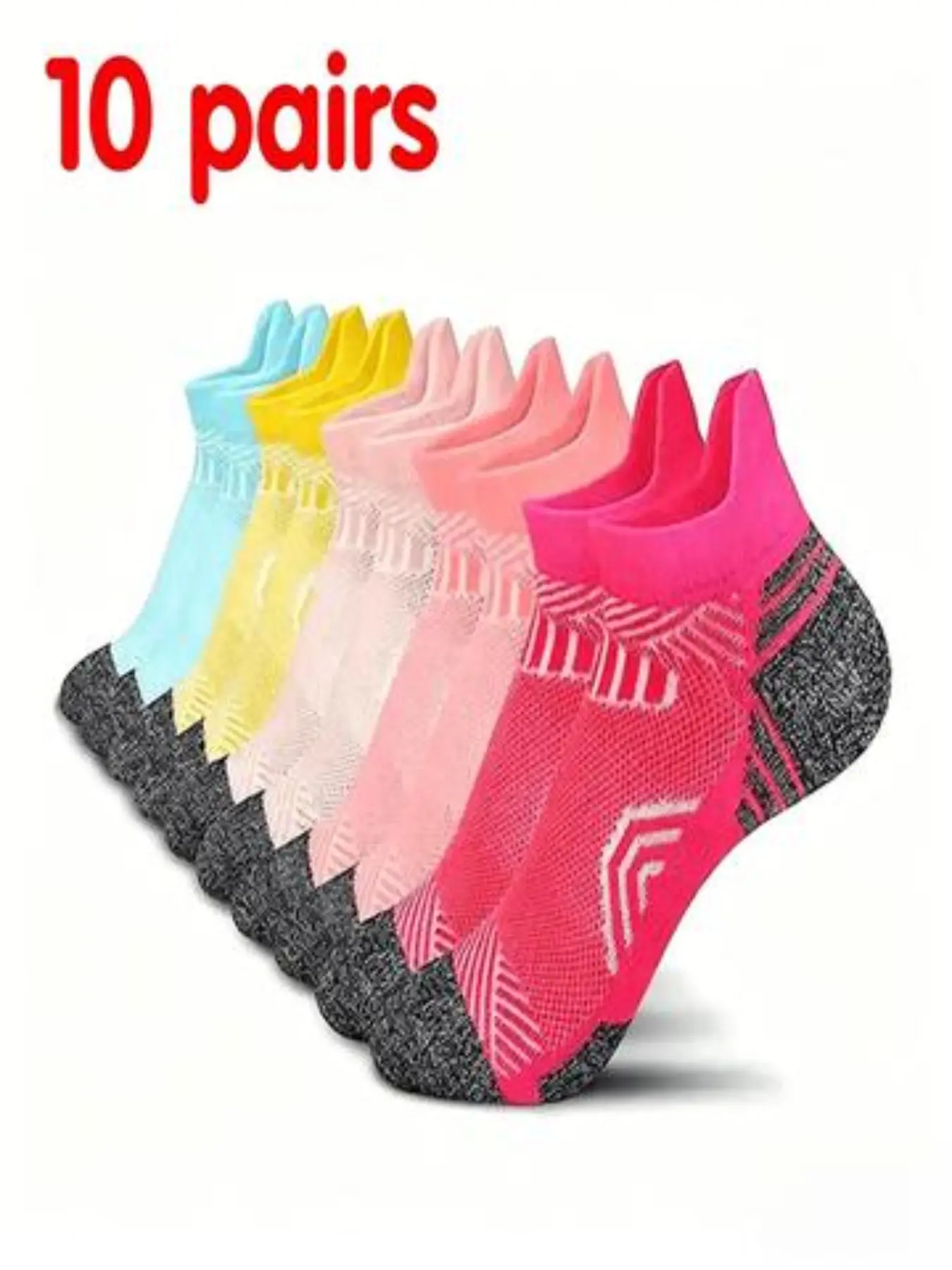 Women's Compression Sports Running Socks, Soft Comfortable Cuff, Breathable Mesh, Low Top Ankle Socks, Cycling Socks, Daily Fitness Socks