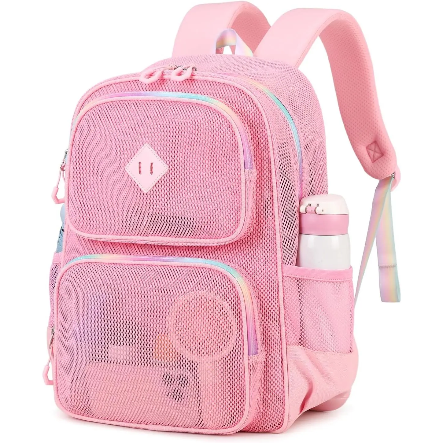 Mesh Backpack for Girls Boys , Heavy Duty Mesh Bookbag, Net Backpack See Through for School,Beach,Swimming,Work,Travel()