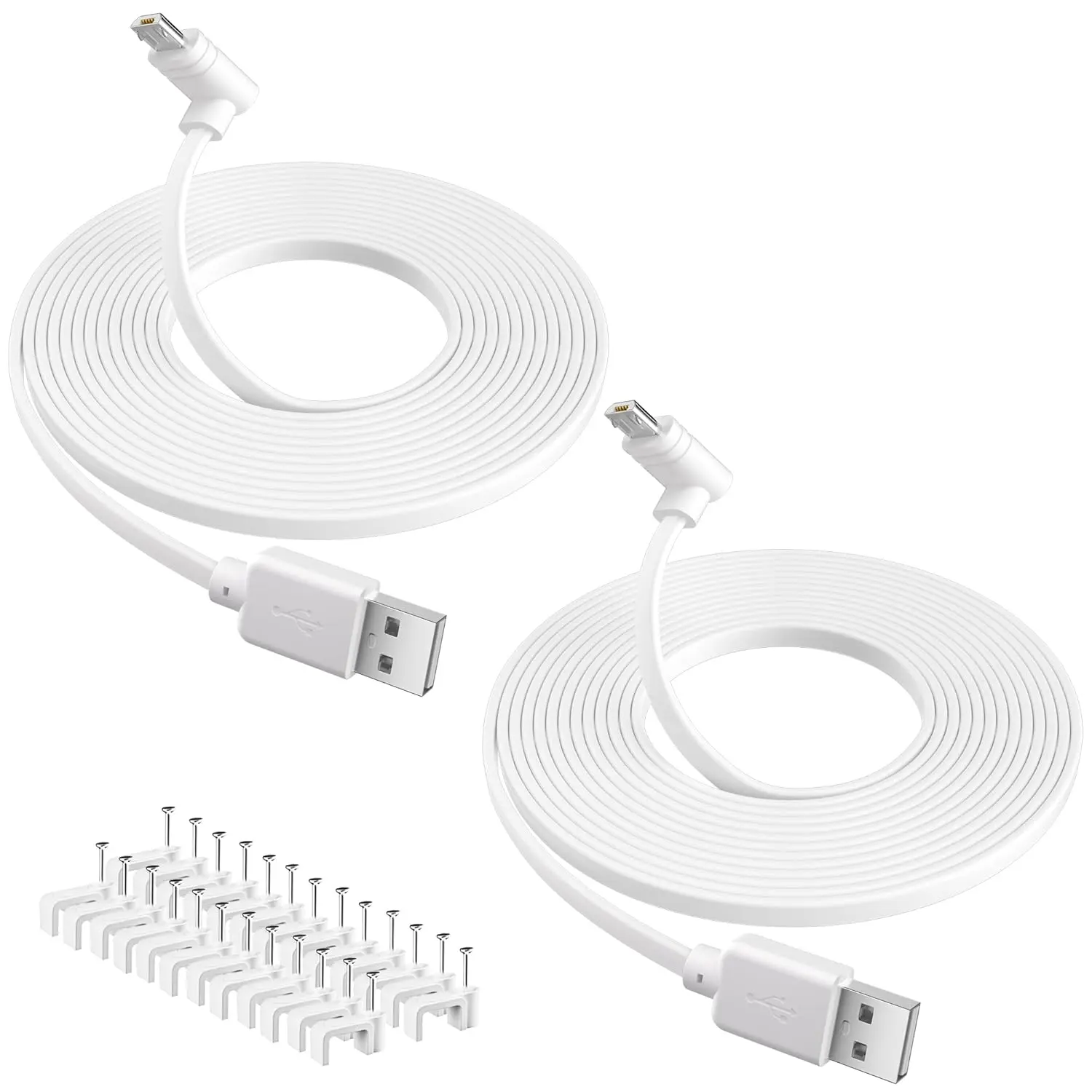Camera Power  20FT (2-Pack), Compatible with  Cam Pan V3,  Essential, Blink Outdoor (3rd Gen), 90  L-Shape  USB Power Extension   with 25 count  Nails