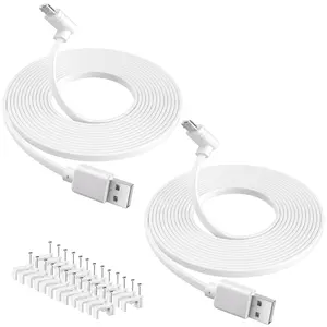 Camera Power  20FT (2-Pack), Compatible with  Cam Pan V3,  Essential, Blink Outdoor (3rd Gen), 90  L-Shape  USB Power Extension   with 25 count  Nails