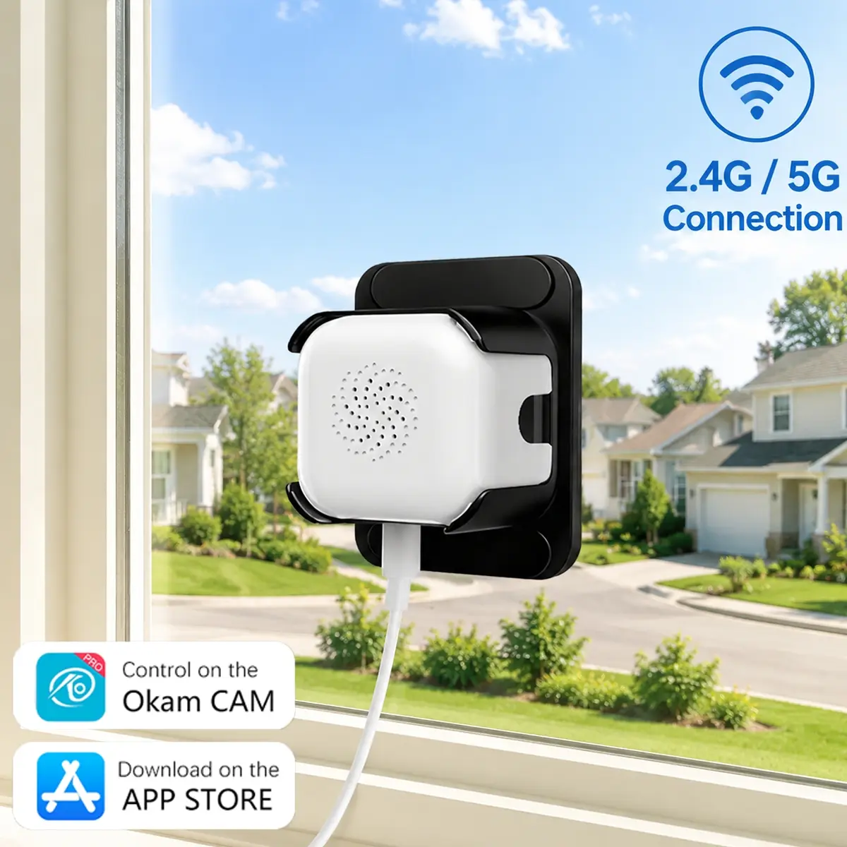 Indoor Window Camera, Dual Band 2.4GHz & 5GHz WiFi Security Cam for Home Surveillance, Person,Pet,Vehicle & Motion Detection, Night Vision, Two-Way Audio, 24/7 Recording,Quick Install