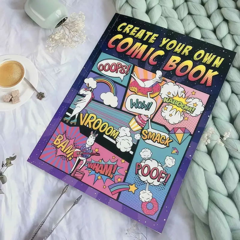 DIY Comic Creation Sketchbook, Blank Comic Panel Layout Book, Art Practice Notebook for Children