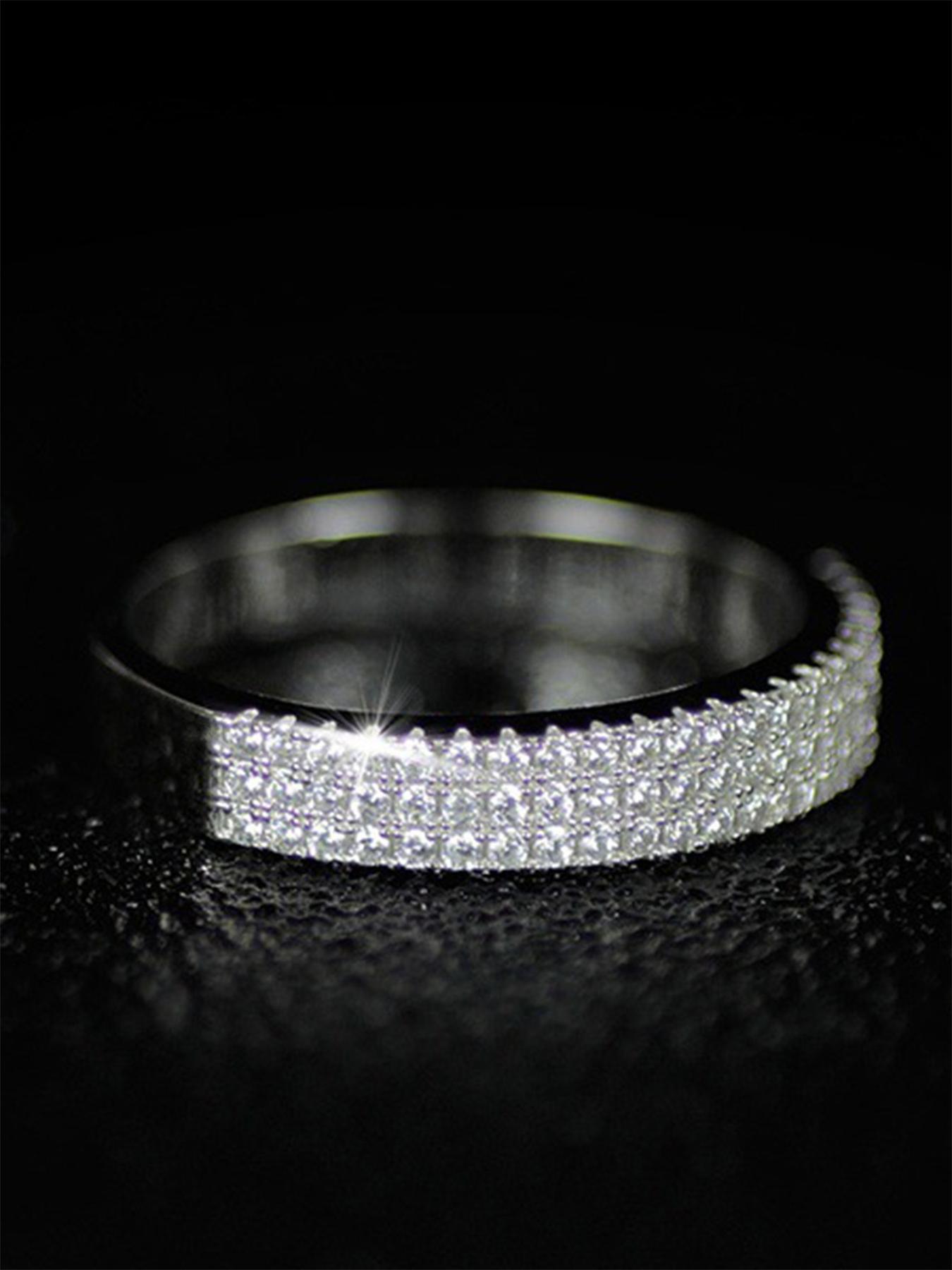 925 Sterling Silver Fashionable Elegant Rhinestone Decorated Ring, Luxury Jewelry for Women, Trendy All-match & Exquisite Jewelry for Birthday Gift