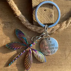 Dragonfly Keychain for Women and Men, Colorful Insect Pendant Accessory for Handbags, Backpacks and Keys, Decorative Daily Carry Charm