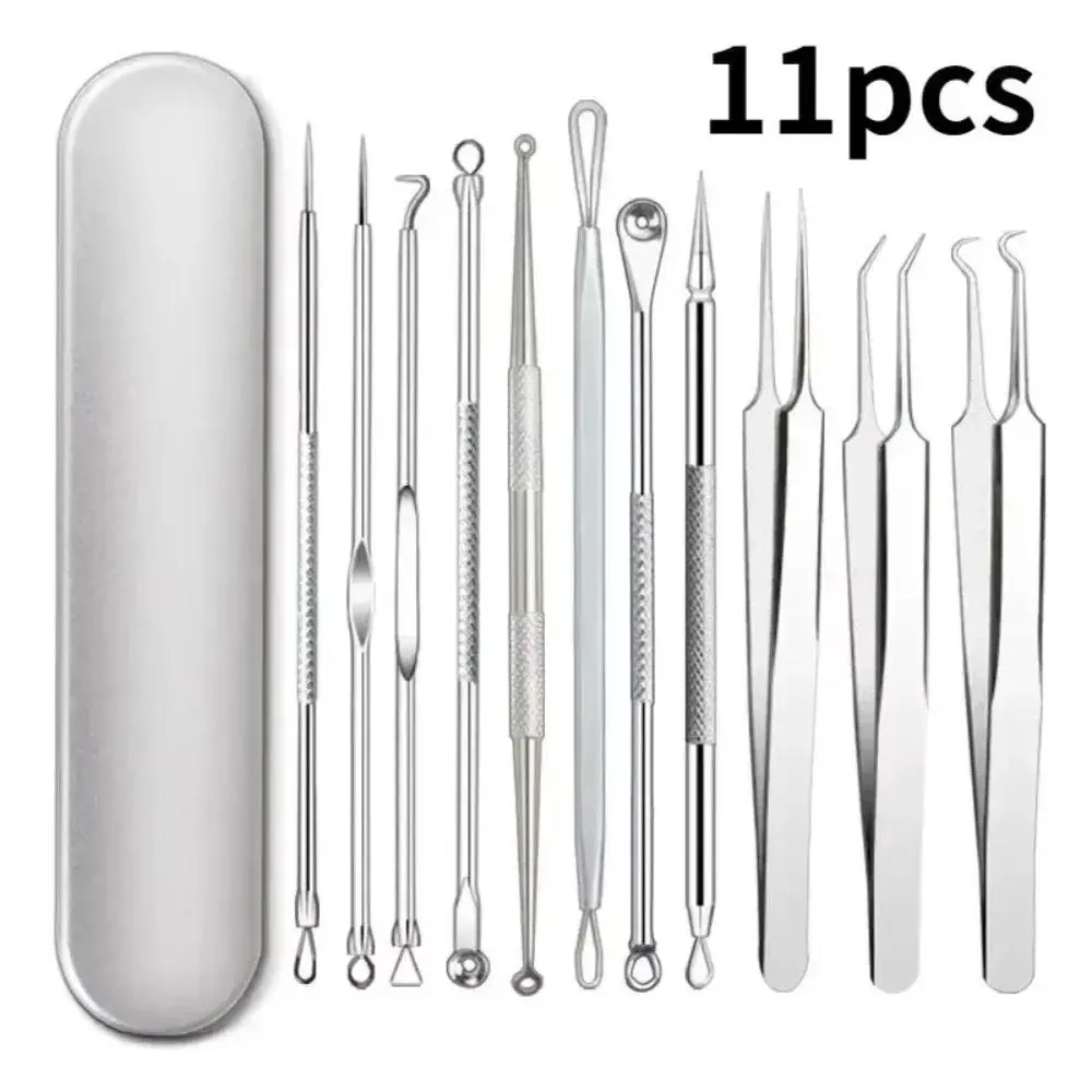 11/1Pcs Ingrown Hair Tweezers Acne Clips Blackhead Removal Needles Black Dots Pore Cleaner Deep Cleansing Face Skin Care Tools