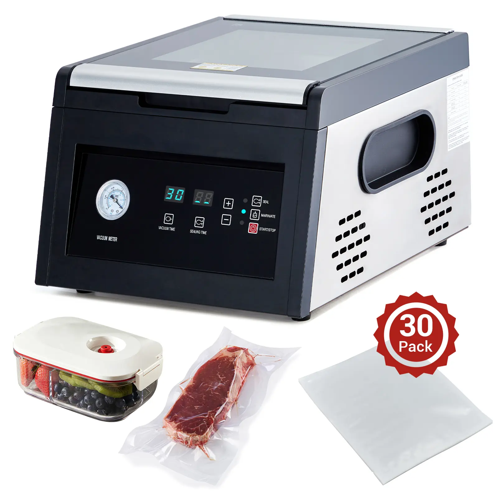 10.65-Inch Chamber Vacuum Sealer with Marinating Mode, 1700W Dry Pump, 110V, Includes 30 Bags