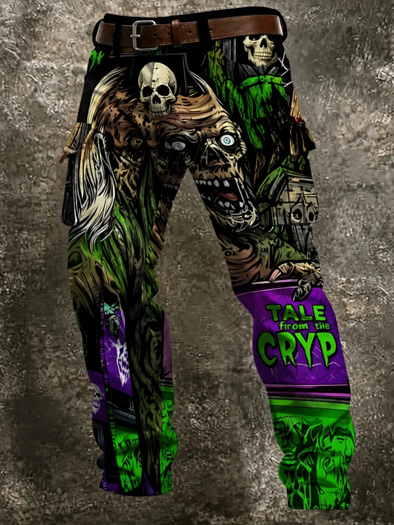 Halloween Gothic Zombie Work Pants, Dark Trendy Men's Straight Leg Long Pants, Perfect for Halloween Costume, Unique Fashion Statement