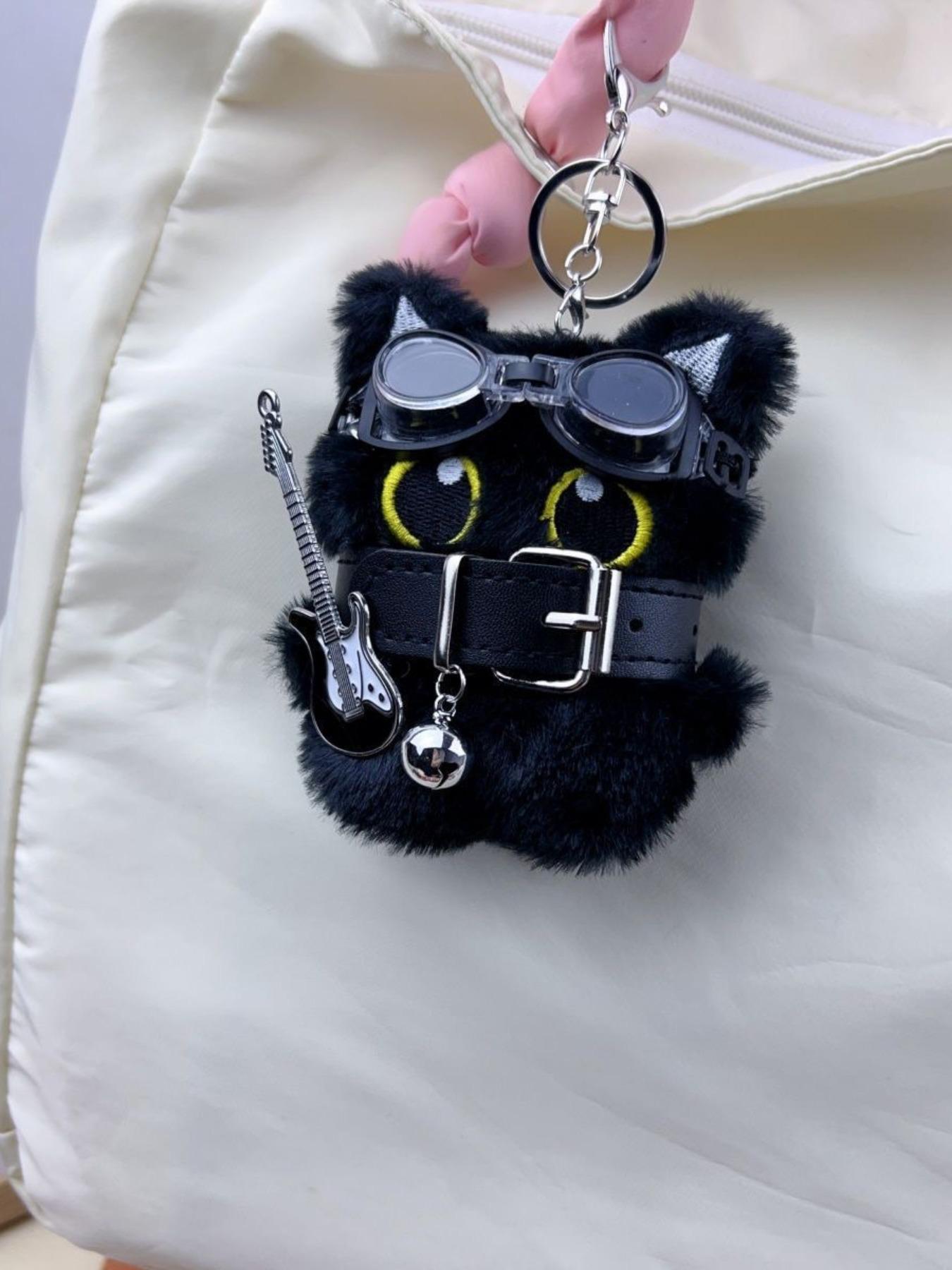 Cute Cat Design Keychain, Punk Style Plush Pendant Keychain for Women & Men, Fashion Accessories for Daily Use, Trendy All-match & Exquisite Keychain for Birthday Gift, Fuzzy Keychain, Stylish Keychain