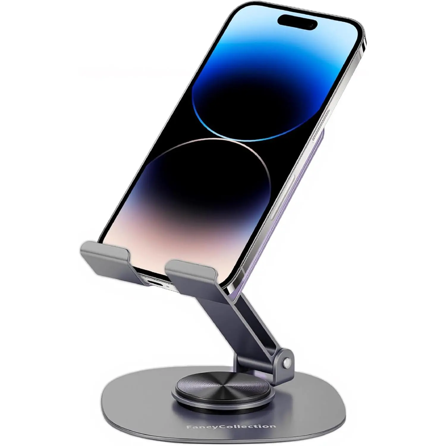 360° Rotating Metal Phone Stand - Adjustable Mobile Kickstand for  Smartphones, Compatible with ,  &  - Ideal for Desk, ( Gray)