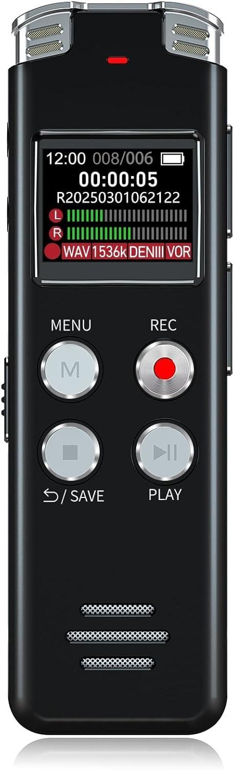 64GB Digital Voice Recorder with Playback: Voice Activated Recorders for Lectures Meetings Interviews - Dictaphone Recording Device Tape Recorder Portable Mini, Audio Recorder with USB, MP3,Smart Voice Recorder with Screen Display