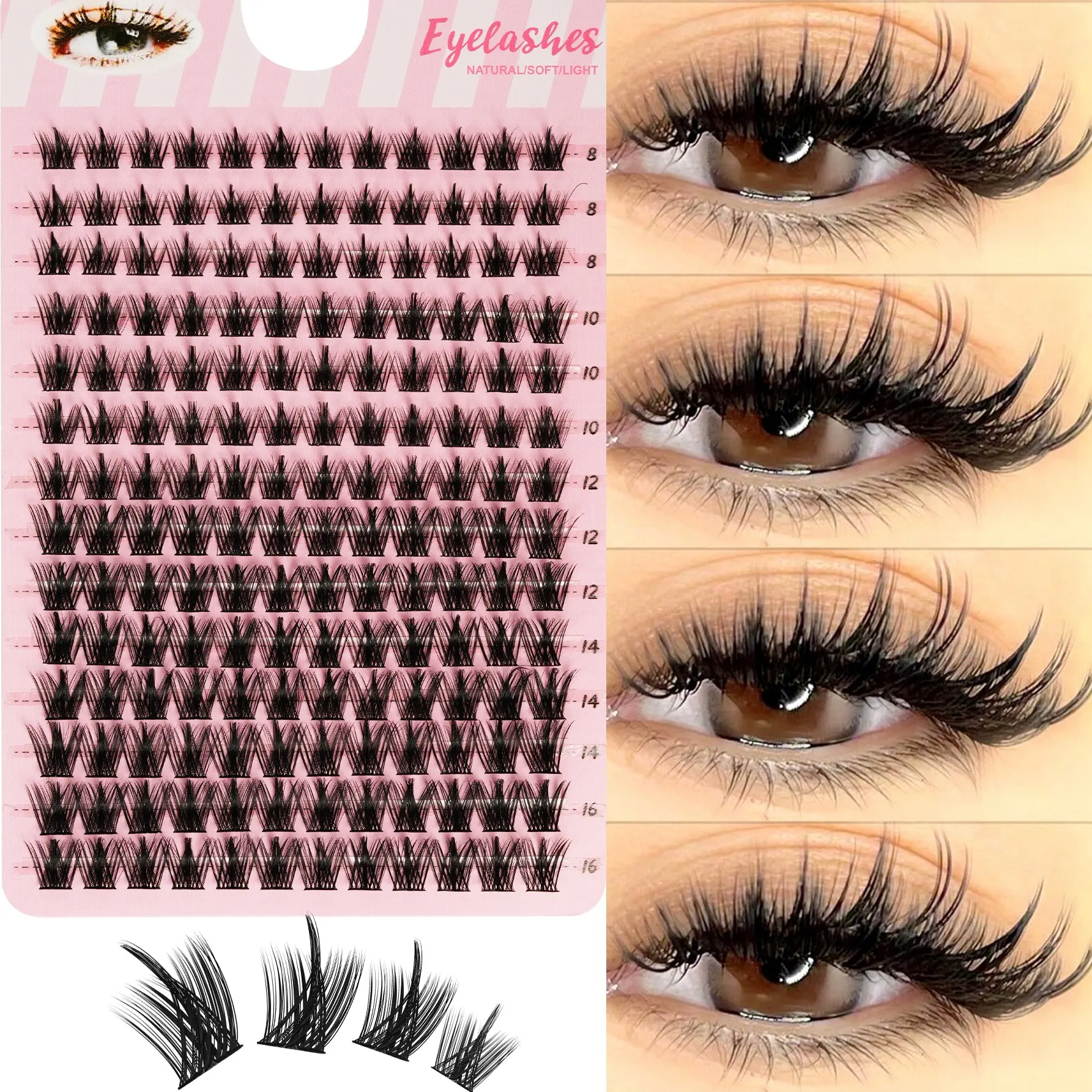 Natural Look DIY False Lashes, Lightweight and Delicate Effect, Professional and Beginner Friendly, Ideal for Makeup, Cosmetic, Cosplay, Home Use
