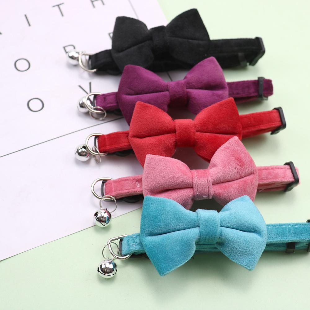 Adjustable Pet Collar with Bell, Cute Bowknot Design Pet Collar with Safety Buckle, Pet Accessories for Small Dogs & Cats