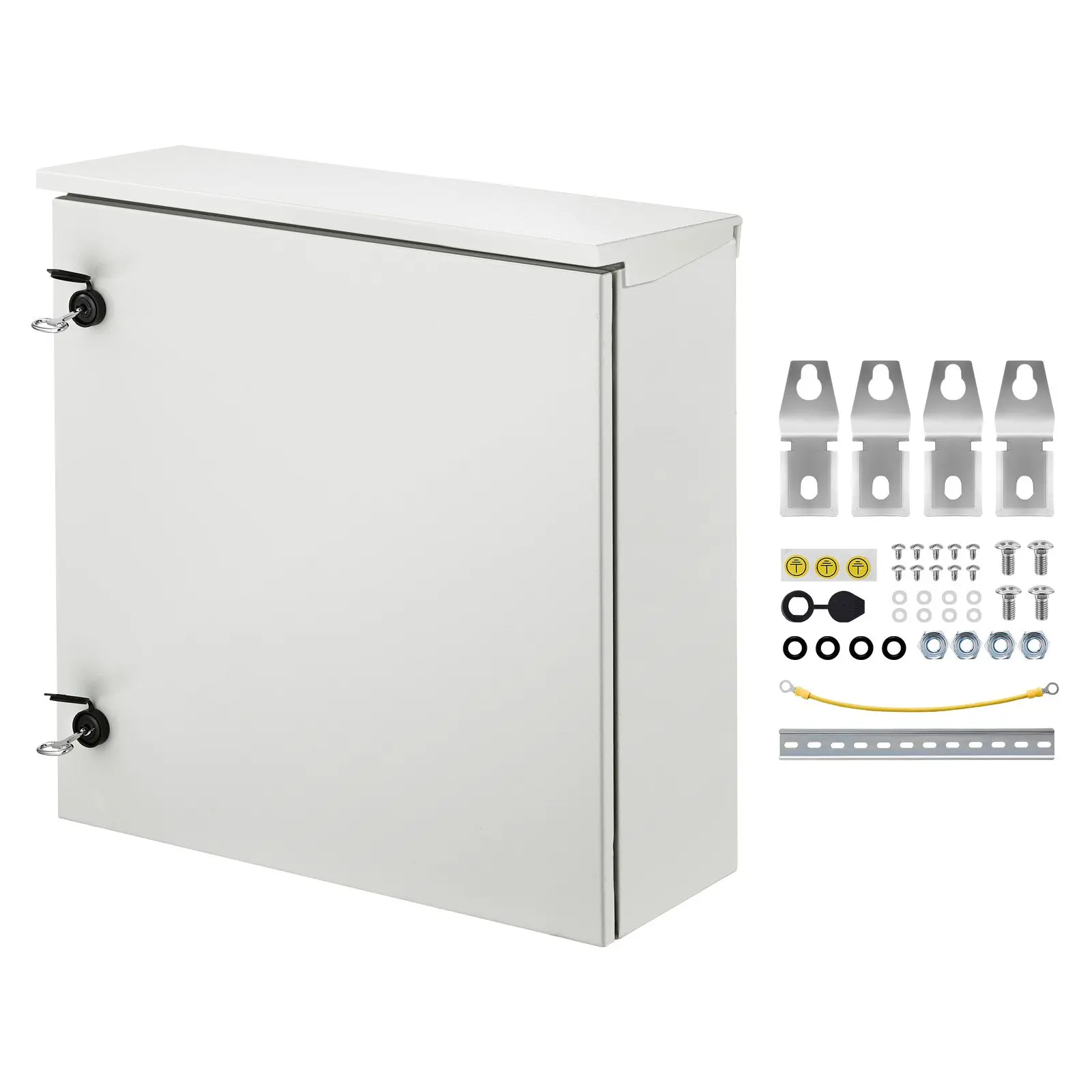 Electrical Enclosure, 24''x 24''x 8'', NEMA 4 Outdoor Enclosure, IP65 Waterproof Dustproof Cold-Rolled Carbon Steel Hinged Junction Box for Outdoor Indoor Use, with Rain H