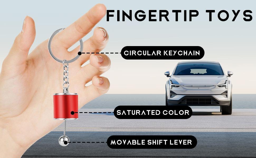 Car Shifter Gear Keychain, Creative 6 Speed Manual Transmission Shift Lever Keyring, Auto Gearbox Shifter Key Chain (Black)